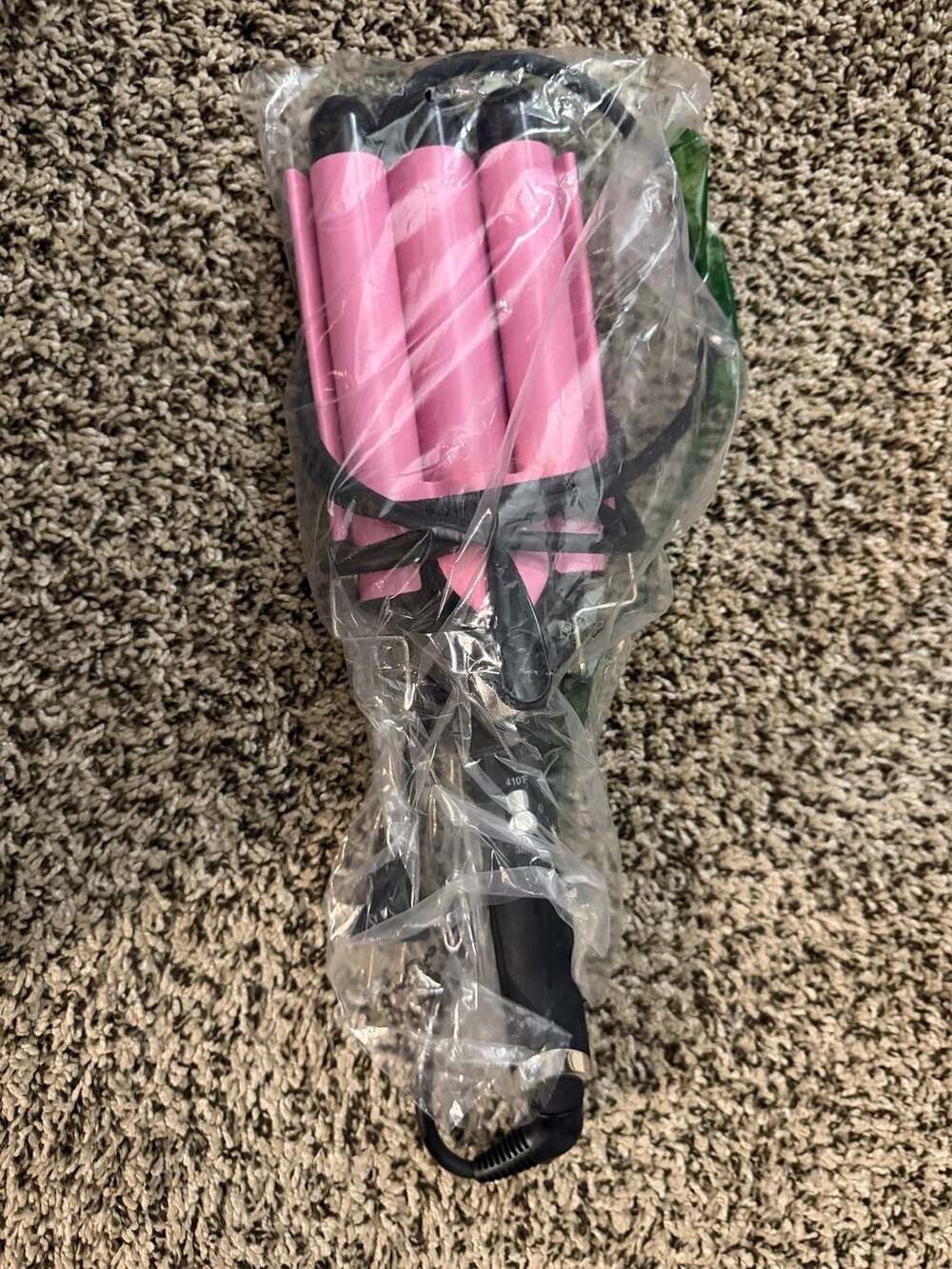 3 Barrel Ceramic Hair Waver Curling Iron Tool, 25mm Pink